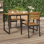 Stackable Garden Chairs 2 pcs Solid Wood Acacia and Metal