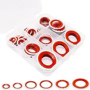 YuGtcen 54pcs A/C Gasket Assortment, 15-32241 GM Original Equipment AC Compressor Seals Air Conditioning Compressor Port Seal Washer Kit Automotive Self-Centered Bonded Seal (54,Red)