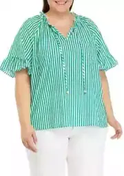 NEW Philosophy Plus Size Short Ruffle Sleeve Peasant Top Style #: 30065057W