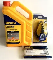 IRWIN STRAIT-LINE ORANGE MARKING CHALK and 100' CHALK LINE 65105 64310 64610 LOT