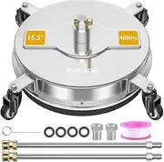 EVEAGE 16.5" Pressure Washer Surface Cleaner, Power Washer Surface Cleaner w/Extension Wand & 4 Wheels,Replacement Nozzle - Powerful Pressure Washer Attachment for Patios,4000PSI