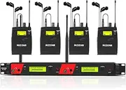 MIZISNR Wireless in Ear Monitor System, 2 Channel 4 Bodypacks Pro Mono IEM System for Musicians, Metal Rack Mount Monitor w/ 2x40 UHF Frequencies, 330ft Range for Band, Stage or Studio (IME-4000)
