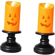 SUPVOX 2Pcs Halloween Pumpkin Candle Holder Decorative Night Lamp for Party Home Durable Warm Ambience Creating Lanterns for Halloween Celebrations