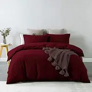 Royal Comfort Vintage Washed 100% Cotton Quilt Cover Set, Mulled Wine, Queen