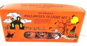 Pumpkin Light Set Halloween String Of 10 Decor Indoor Outdoor Blow Mold Vintage