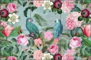Flower Tile Backsplash Andrea Haase Bird Art Ceramic Mural OB-HAA0733a