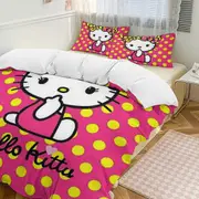 v479 Hello Kitty 3-Piece Twin Bed Set - Includes 1 Single Comforter And 2 Pillowcases Bedding - Fade Resistant Microfiber - Hello Kitty io479