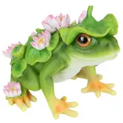 Sitting Green Frog with Flowers