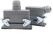 CCWUTQF Rectangular Heavy Duty Connectors HDC HE 4 6 8 10 16 20 24 32 48 Core Pin 16A Waterproof Aviation Plug Top Side Line Connector(48core top line)