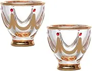 iplusmile 1set Exquisite Hand Painted Glass Cups Thick Base Liquor Glasses for Wine Whiskey Cocktails and More Stylish Home Decor and Capacity Drinkware 2pcs