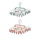 Sock Drying Rack Laundry Hanger Clothes Drying Hanger with 40 Clips Rotatable