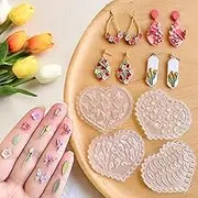 Wbgraceful Spring Flower Silicone Molds for Polymer Clay Jewelry–4pcs Mini Earring Molds, Floral Clay Craft Tools, Reusable Silicone Molds for Earrings&DIY Accessories (Alternative to Clay Cutters)