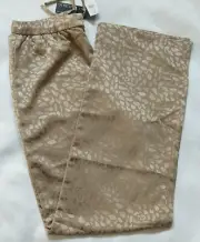 Banana Republic Drawstring Satin Pants Womens S Light Tan Leopard ~ New