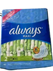 ALWAYS Maxi 60 Feminine Pads 2 Long Super Flexi-Wings NEW