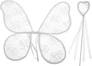 FUNOMOCYA 1 Set Fairy Princess Lace Butterfly Wings and Wand Set Enchanting Costume Accessories for Stage Performances Halloween Parties and Whimsical Photo Props