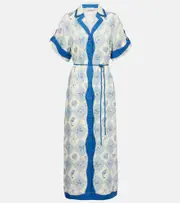 [Alemais] Alémais Pia printed linen shirt dress UK 8 blue