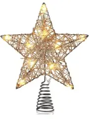Farmhouse Christmas Tree Star Topper Decorations Light up