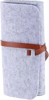 [WATIIFUFU] Eyeglasses Bag Bedside Table Clip on to Bed Travel Size Makeup Arm Rest Tray Eyeglasses Case Sunglasses Bag Eyeglasses Storage Bag Felt Glasses Bag Grey