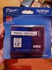 Brother P Touch TZE 231 LABEL Tape---BLACK ON WHITE