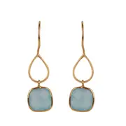 Silvetto Earrings in Sterling Silver with Aqua Chalcedony - Elegant Jewellery in Australia