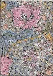 Morris Pink Honeysuckle (William Morris) Midi Unlined Hardcover Journal: Hardcover, 120 gsm, ribbon marker, memento pouch, elastic closure, book edge printing
