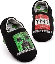 [Minecraft] Slippers Boys Kids Blue Creeper vs Zombie TNT House Shoes