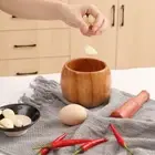 Practical Wooden Mortar and Pestle Set Manual Mashing Bowl Restaurant