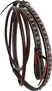 CHALLENGER Horse Western 8ft Contest Barrel Rolled Brown Leather Reins 66RT21