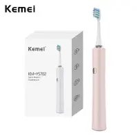 在飛比找蝦皮購物優惠-KEMEI 科美超聲波美白電動牙刷一次充電 110 天 42