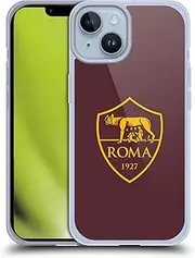 Head Case Designs Official AS Roma Crest 2024/25 Graphic Logo Soft Gel Mobile Phone Case Compatible with Apple iPhone 14