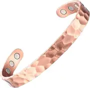 Earth Therapy, The Original Pure Copper Magnetic Healing Bracelet for Arthritis, Migraine, and Joint Pain Relief – Hammered Style – Adjustable - For Women