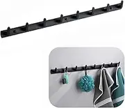 Spotcact Wall Mounted Coat Racks with 8 Hooks Hanging Holder Towel Rack 29.7"x1.3" Modern Black Hanging for Clothes Entryway Bathroom (8 Hooks)