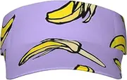 [Evealyn] Unique Banana Fruit Printed Sun Visor Hat Empty Top Sun Hat Adjustable Sports Sun Caps Baseball Caps for Women and Men Black, Black, One Size