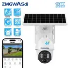 ZMGWASdi 4G Outdoor Security Camera 4MP 355° Pan+Solar Panel Wireless Home PTZ