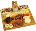 (D) Sherborne Cheese Board Set Bamboo Cheese Board with Dishes 15.5'' x 13''