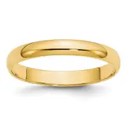 Solid 14K Yellow Gold 3mm Light Weight Half Round Men's/Women's Wedding Band Ring Size 10