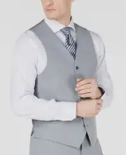 $196 Andrew Marc New York 36S Men's Gray Modern Fit Solid Suit Waistcoat Vest
