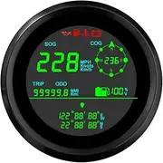 ELING 85mm Digital GPS Speedometer 0-299km/h MPH Knots with Fuel Level Voltmeter Gauge for Car Truck Vessels (Black+Black)
