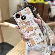 Phone Case Compatible with ZTE Blade A35E, Back Cover Lanyard Anti-Knock Wrist Strap Cartoon Ring Wristband Soft case Kickstand Phone Holder