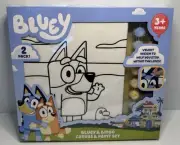 Bluey & Bingo Canvas & Paint Set ~ 2 Pack 25x30cm ~ New (3+ Years)