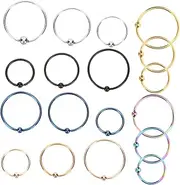 [AKOOSY] 18Pcs Women Nose Rings Studs Jewelry Hypoallergenic Stainless Steel Body Piercing Multiple Colors Fashion Accessory for Any