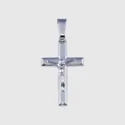 925 Sterling Silver Plain Cross Crucifix Pendant Mens Religious Necklace High Polish