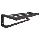 (Black)Bath Shelves Bathroom Towel Rack Space Aluminum Towel Shelf Wall AU