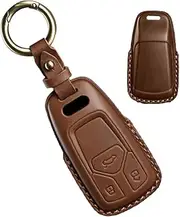 HIBEYO Leather Key Fob Cover for Audi A4 S4 RS4 B9 A5 F5 S5 RS5 A6 A7 C8 A8 S8 D5 Q2 Q5 SQ5 FY Q7 SQ7 4M TT FV TTS TTRS R8