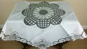 Embroidered Cut work Fabric Gray Embroidery Tablecloth 33" Square Coffee Table