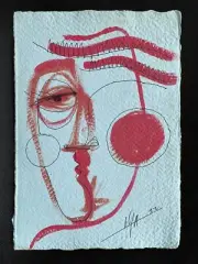 Original Ink/Acrylic Painting Cuban Art 8.5x6” Handmade Paper by LISA