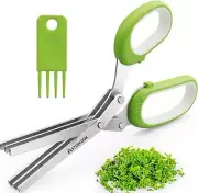 Updated Herb Scissors Set Doesn't Get Stuck Easily With 3 Blades Cleaning Comb