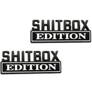 For Universal White Shitbox Edition Badge Emblem Nameplate 3D Sticker -2Pc