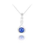 Silver Genuine Sapphire Blue Stone Necklace