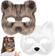 2pcs Fox Masks Halloween Masquerade Animal Masks Cosplay Party Furry Mask Props Adults Kids Half Mask Costume Carnival
